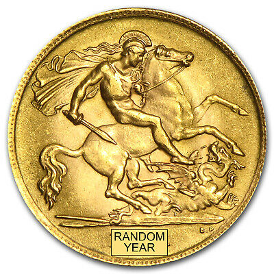 1871-2014 Great Britain Gold 1/2 Sovereign Avg Circ - Sku #10982